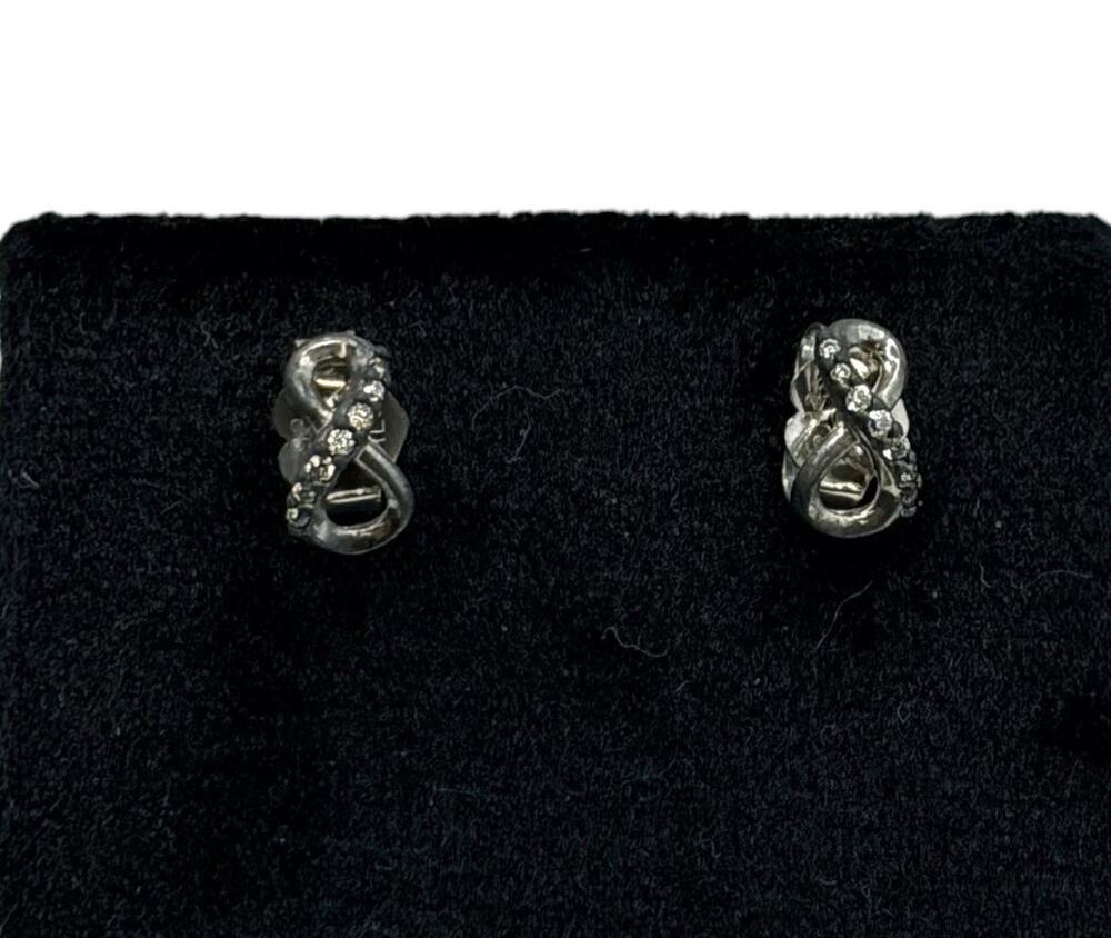 Pandora Sterling Silver Infinity Knot Stud Earrings CZ NWT